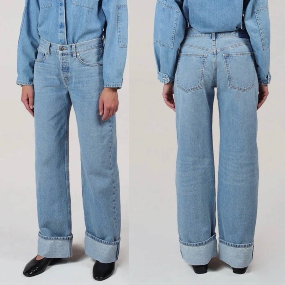 ETICA Stanton Cuff Wide Leg High Rise Jeans Size 29 Baggy Denim Button Fly